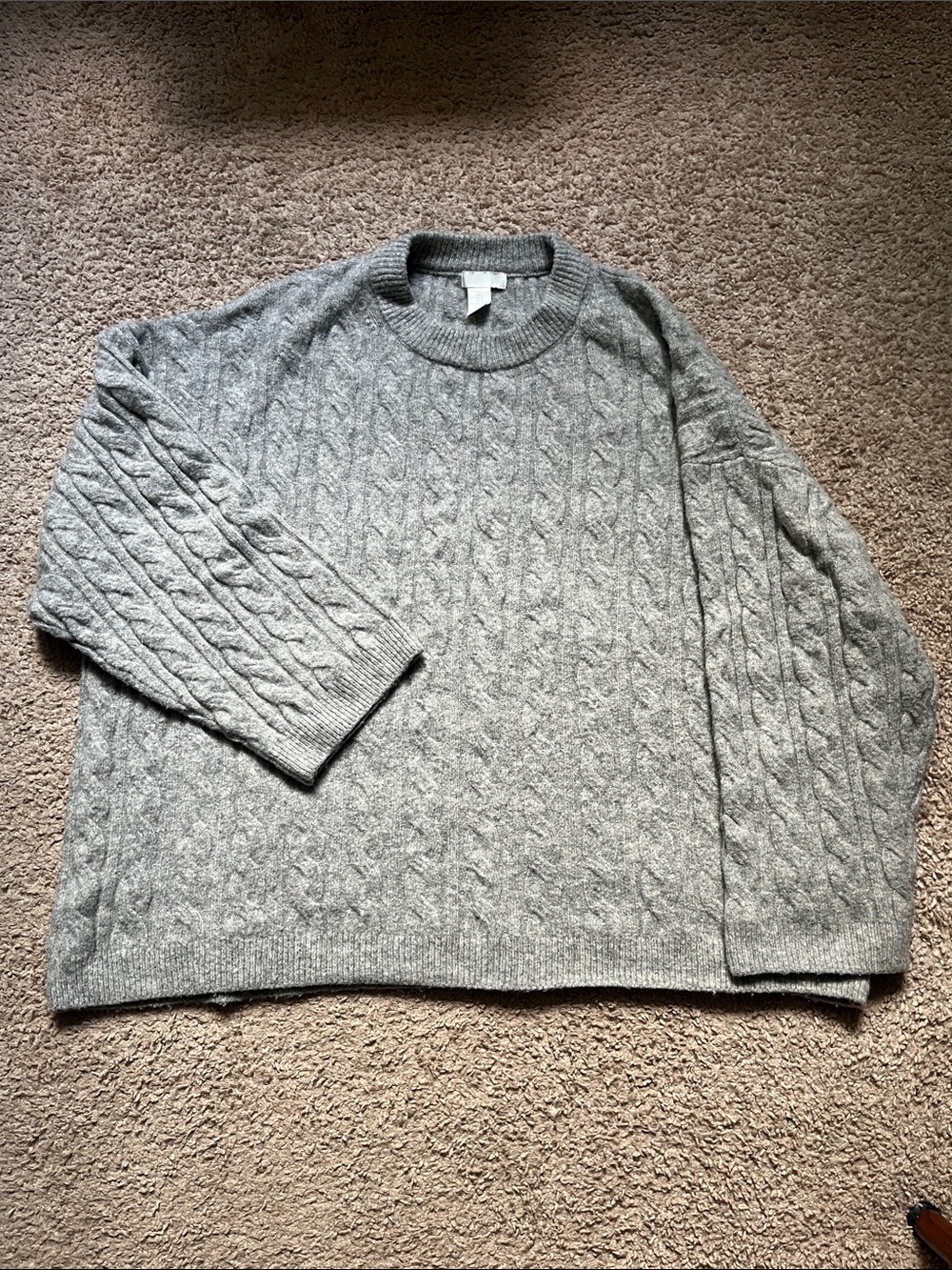 H&M Women's Light Gray Cable-Knit Crewneck Sweater